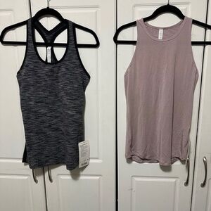 Lululemon Athletica Black and Pink Racerback Tank Tops